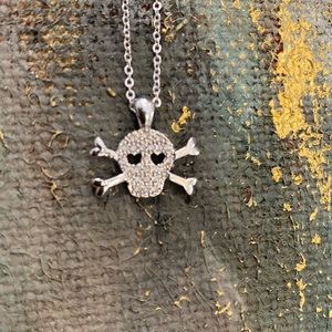 Scull and bones necklace with rhinestones